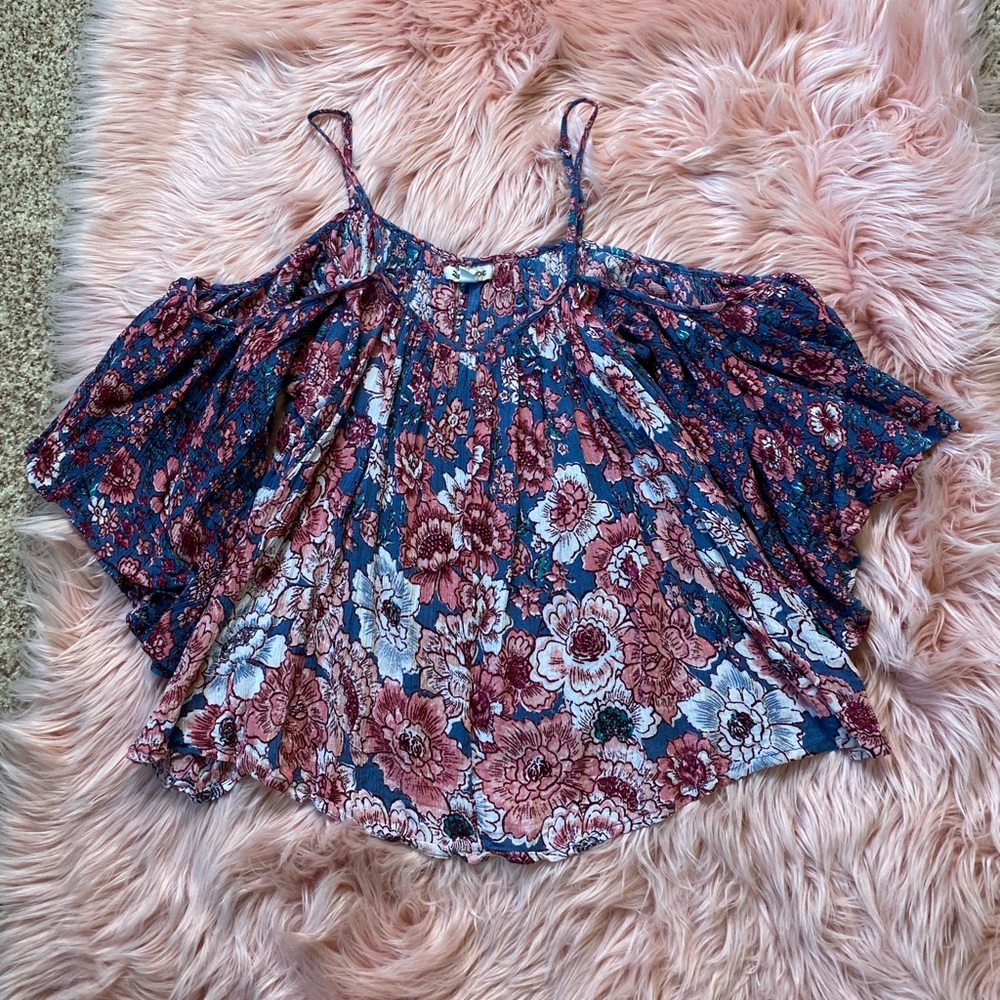 BILLABONG COLD SHOULDER FLORAL TOP - Picture 2 of 7